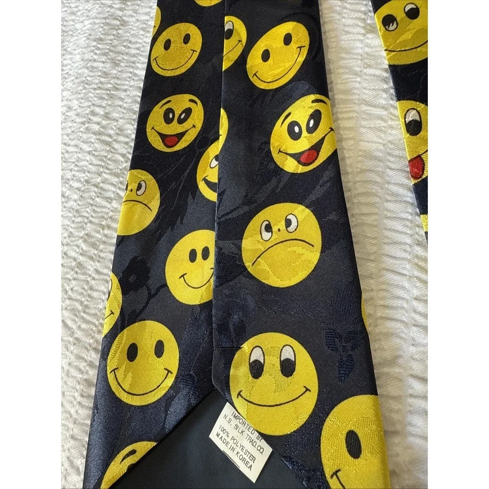 Smiley Face Emoji Tie Teacher Novelty Handmade Necktie Renaissance